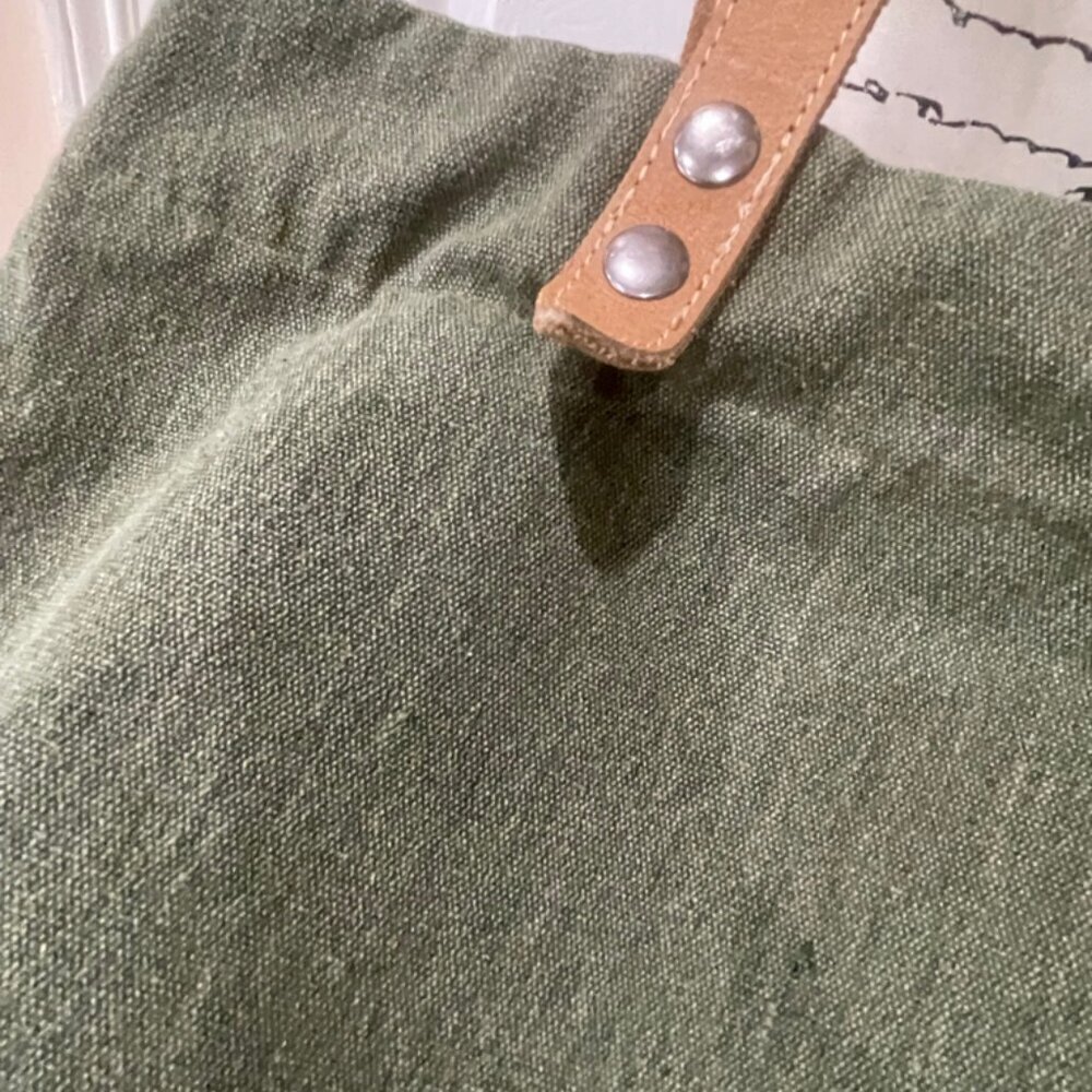 MILITARY GREEN CANVAS LEATHER TOTE BAG NETJETS BRAND - Picture 10 of 16